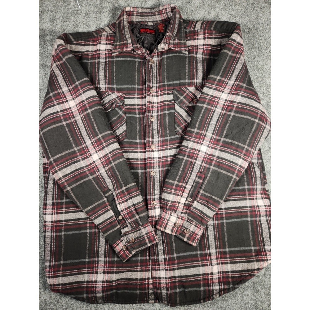 Wolverine Mens Flannel Shirt Jacket XLT Plaid Quilted Lined Shacket 34K852